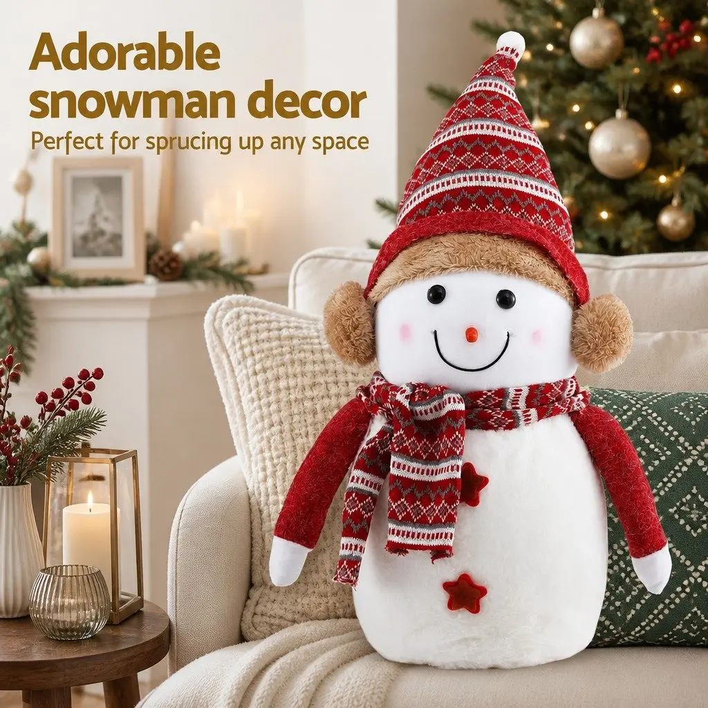 Christmas Snowman Plush Ornament Handicraft Party Decorations 45cm Festive Decor