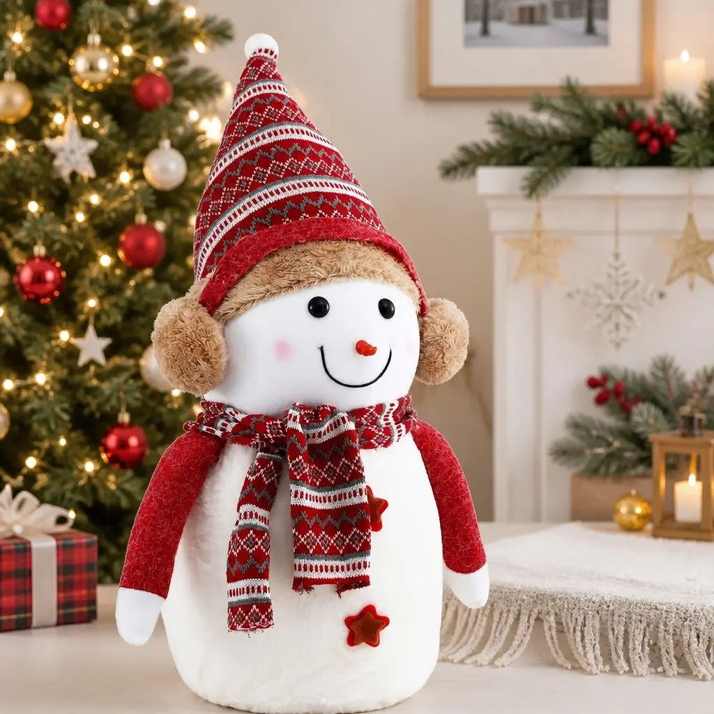 Christmas Snowman Plush Ornament Handicraft Party Decorations 45cm Festive Decor