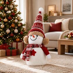 Compact 35cm Snowman Plush Ornament for Festive Settings