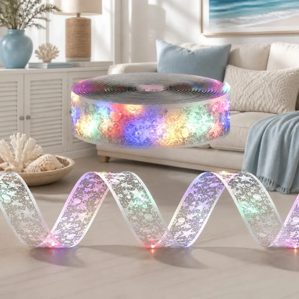 Christmas Lights Multicolour 20M 200 LED Silver Ribbon Indoor Outdoor Decoration