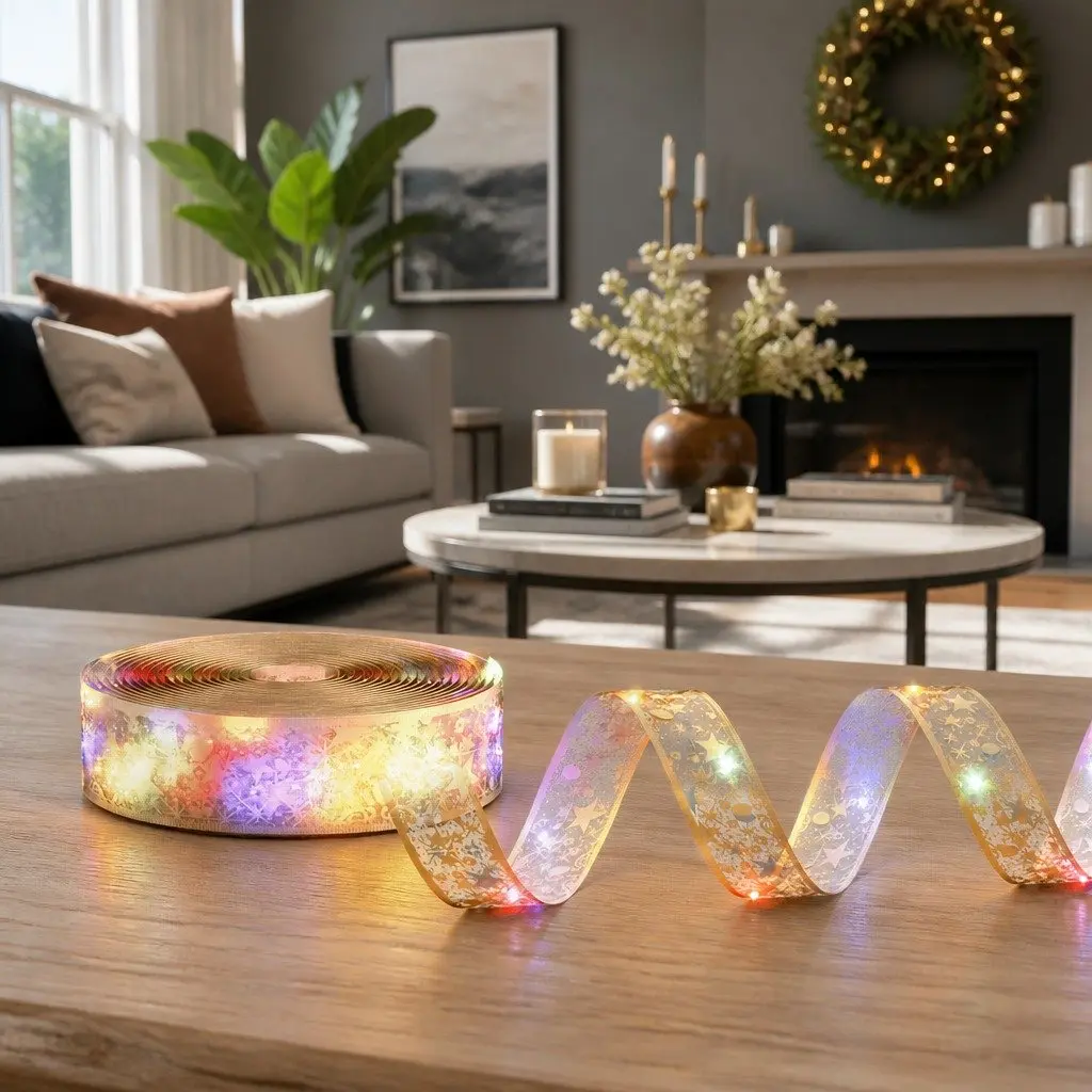 Ribbon String Light Golden 20M 200 LED Indoor Outdoor Christmas Decoration