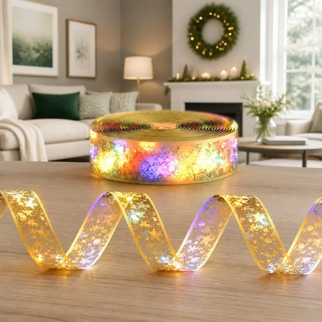 Ribbon String Light Golden 20M 200 LED Indoor Outdoor Christmas Decoration