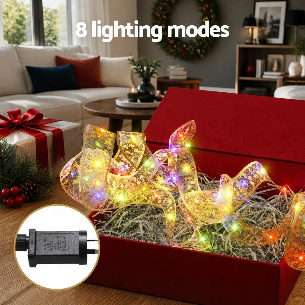 Ribbon String Light Golden 20M 200 LED Indoor Outdoor Christmas Decoration