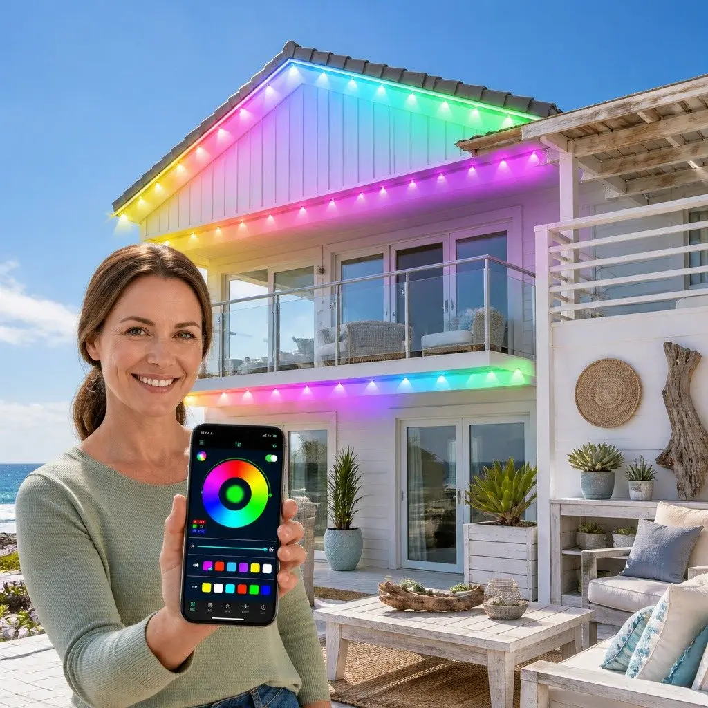 Solar LED Christmas String Lights Multicolour 15M APP Control Outdoor Decoration