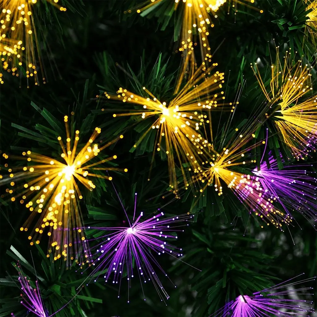 Fibre Optic Christmas Tree Green 2.1M 8 Flash Modes Realistic Pine Needles Steel Base