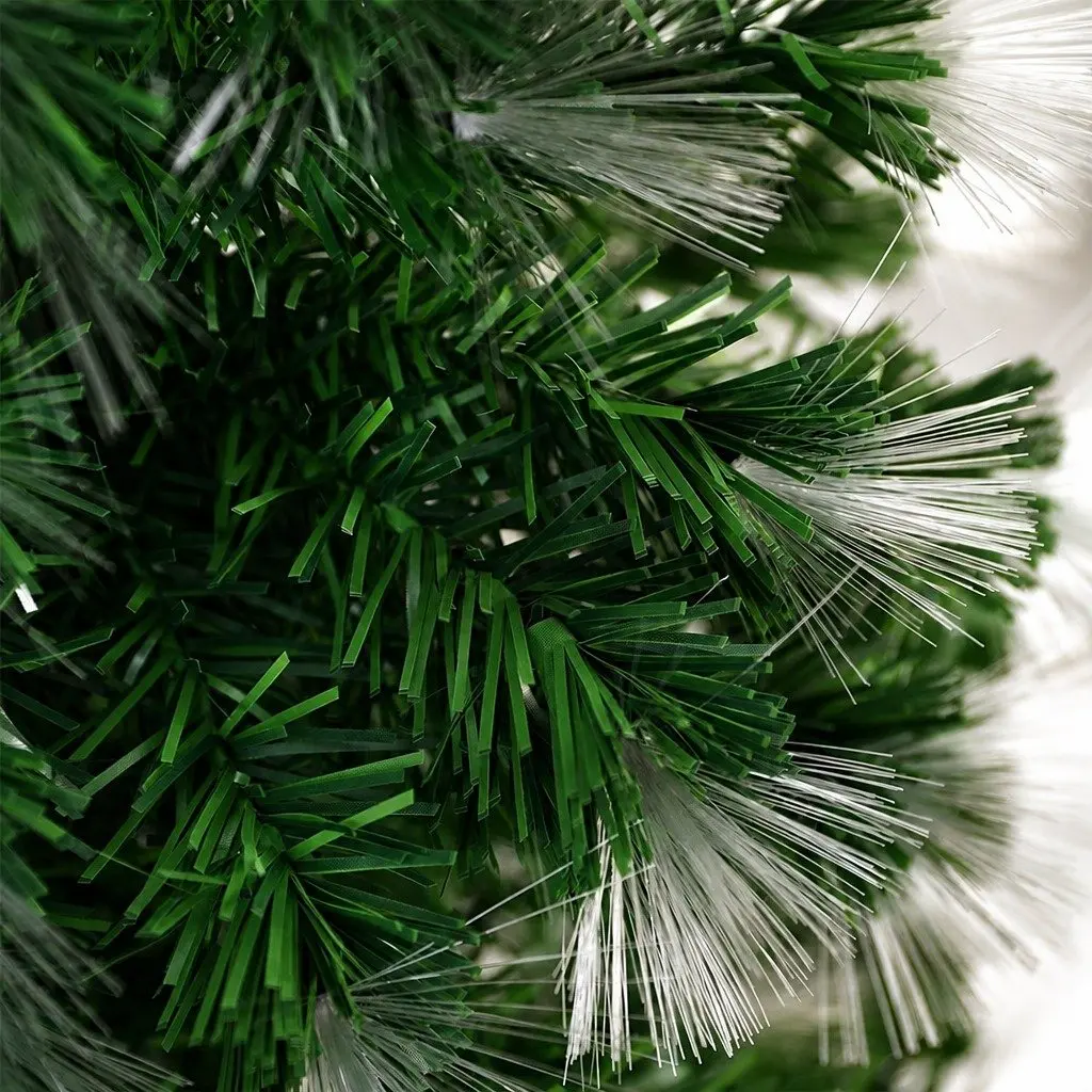 Fibre Optic Christmas Tree Green 2.1M 8 Flash Modes Realistic Pine Needles Steel Base