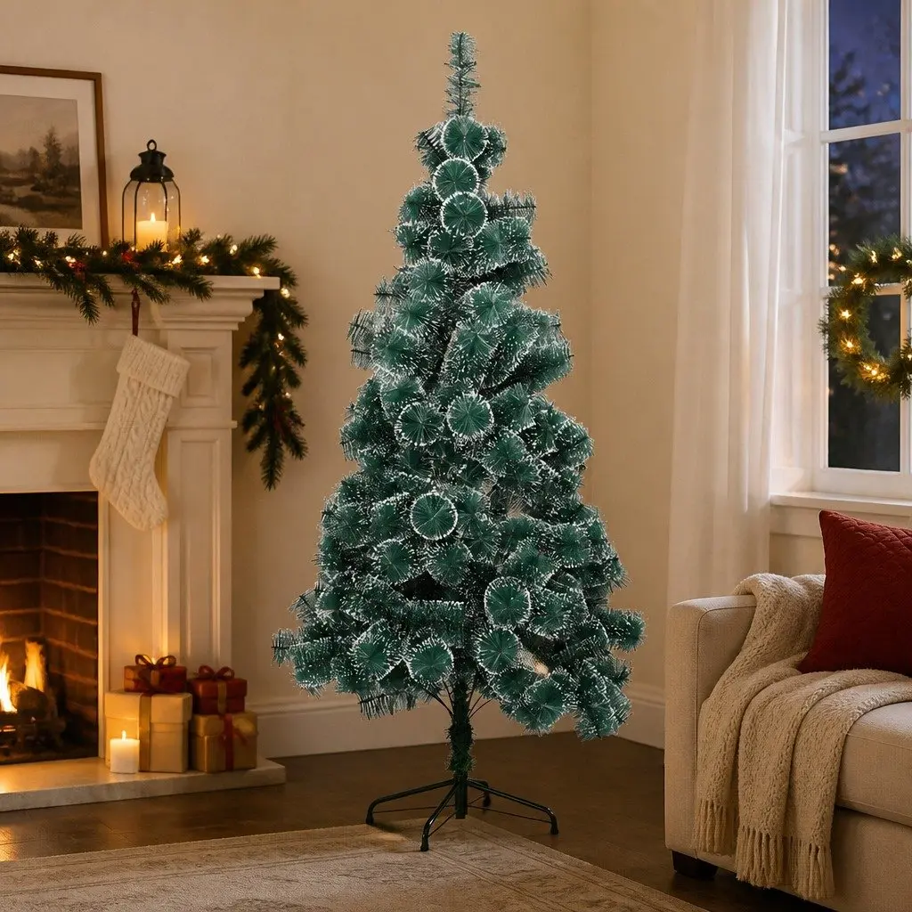 180cm Artificial Christmas Tree Full Green PVC Pine Needles Snow Flocked Tips
