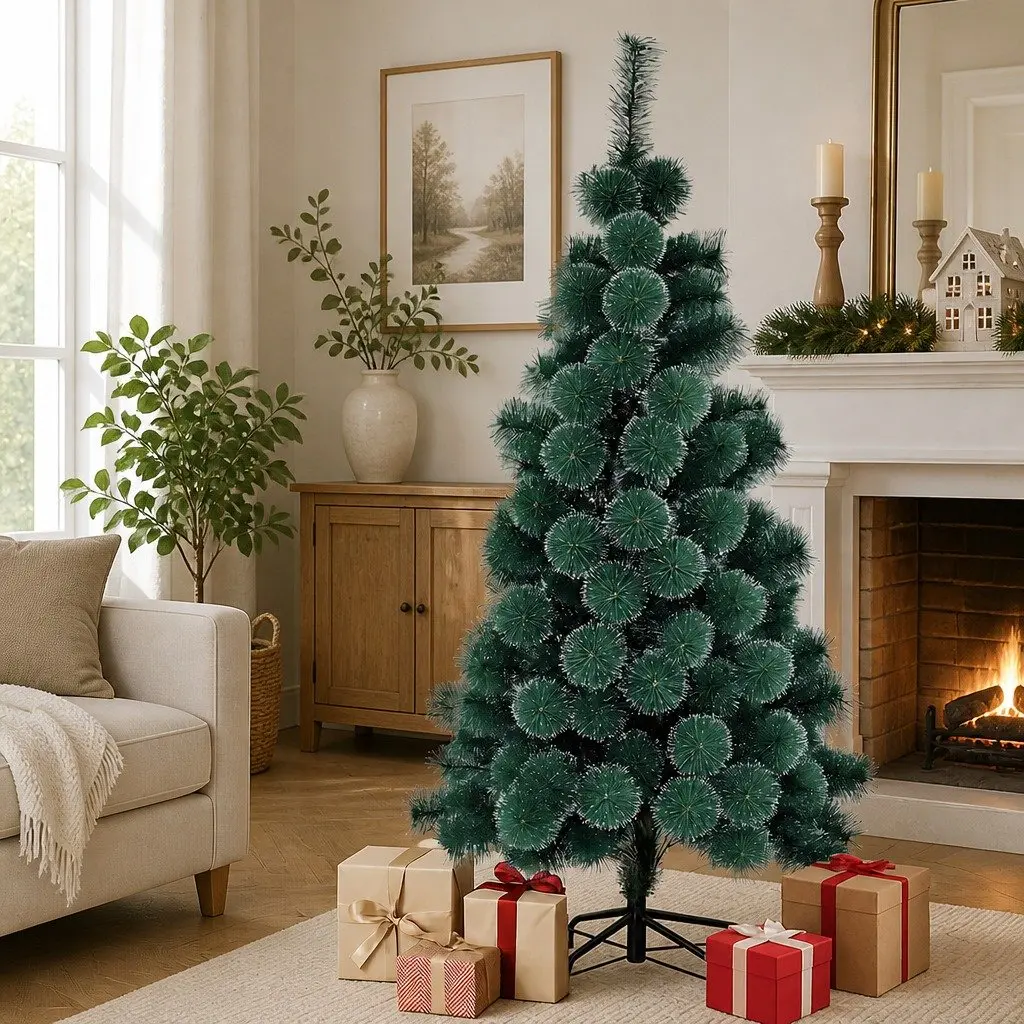 180cm Artificial Christmas Tree Full Green PVC Pine Needles Snow Flocked Tips