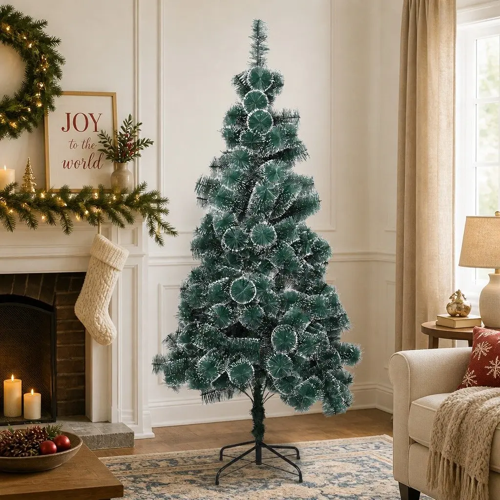 180cm Artificial Christmas Tree Full Green PVC Pine Needles Snow Flocked Tips