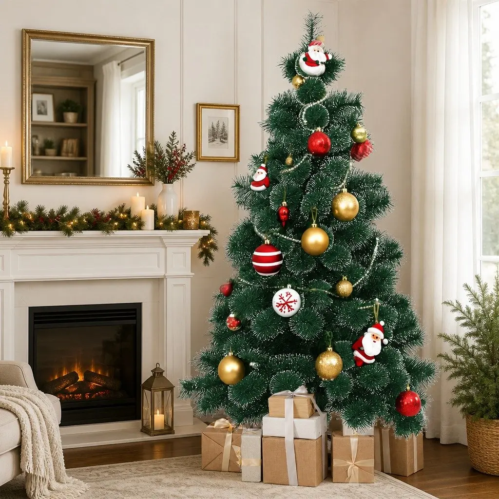 Artificial Christmas Tree Green 210cm Snow-Tipped Full 320 Tips