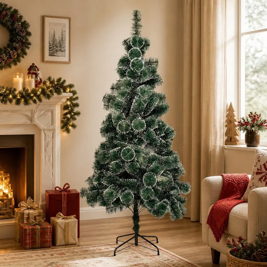 Artificial Christmas Tree Green 210cm Snow-Tipped Full 320 Tips