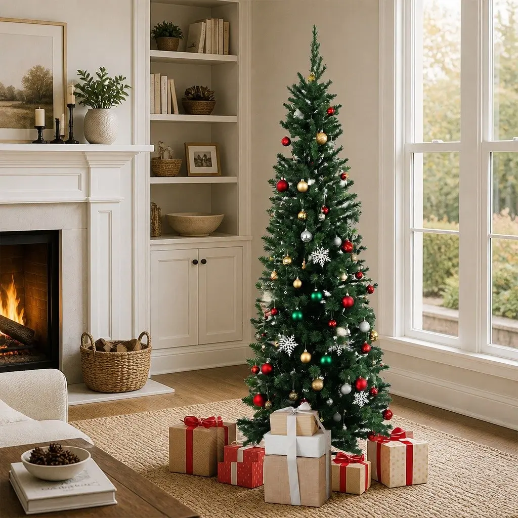 Pencil Christmas Tree 1.5M 350 Tips Slim Compact Green Festive Holiday Decor