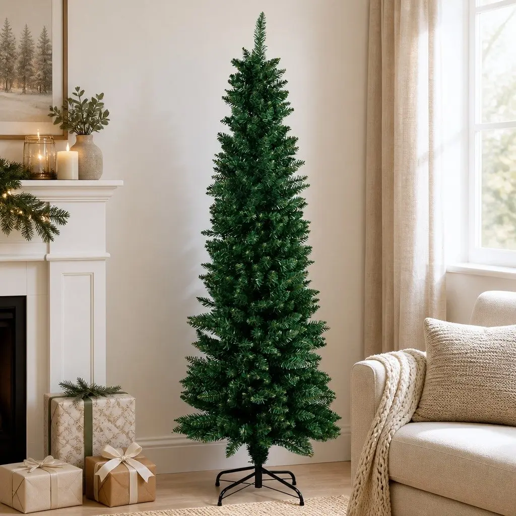 Pencil Christmas Tree 1.5M 350 Tips Slim Compact Green Festive Holiday Decor