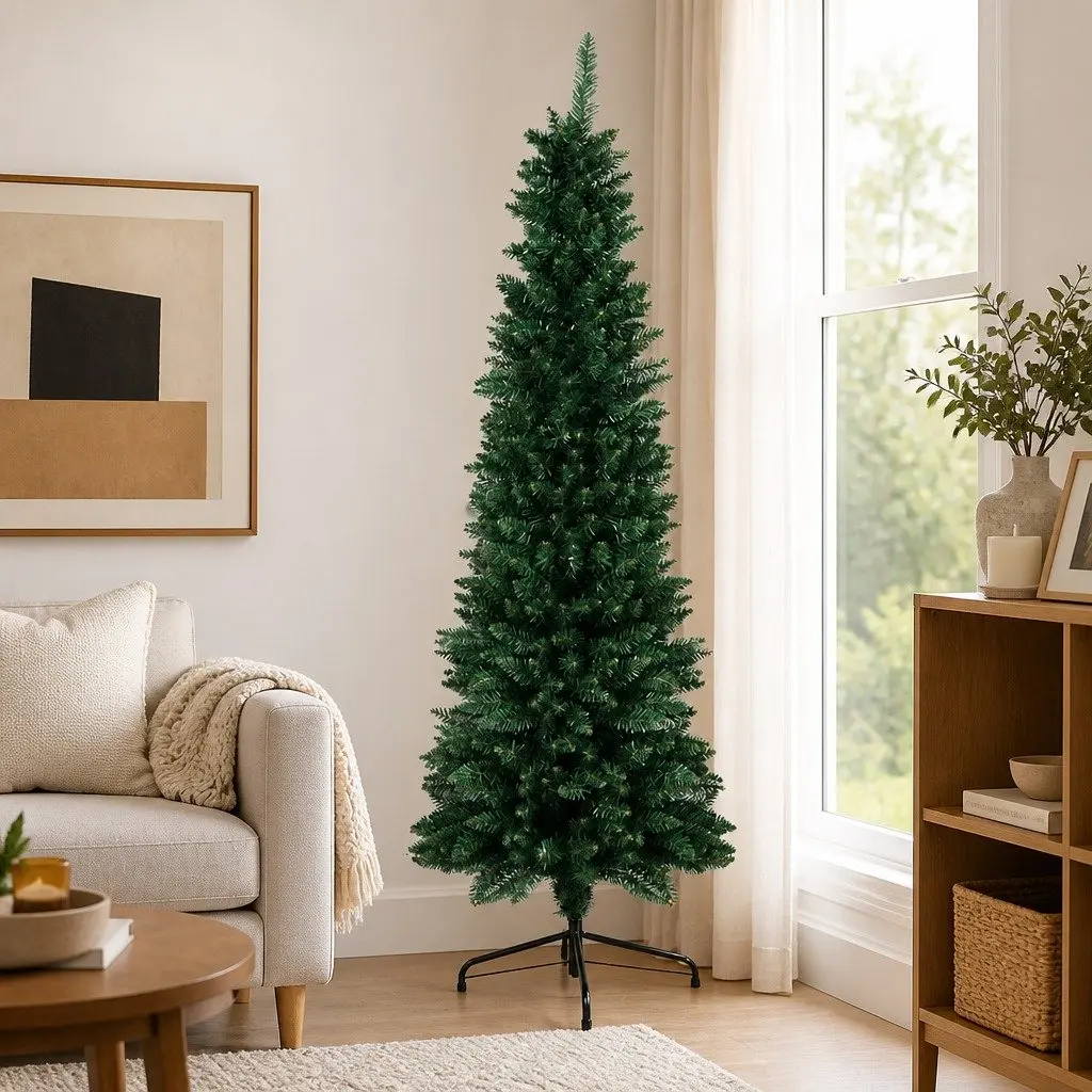 Pencil Christmas Tree Green 1.8M Slim Artificial Indoor Décor 600 Tips