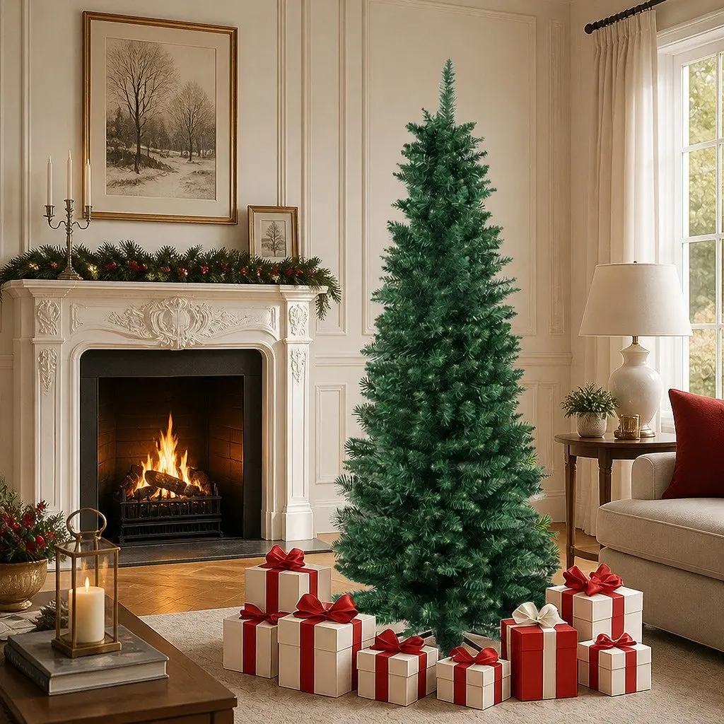 Pencil Christmas Tree Green 1.8M Slim Artificial Indoor Décor 600 Tips