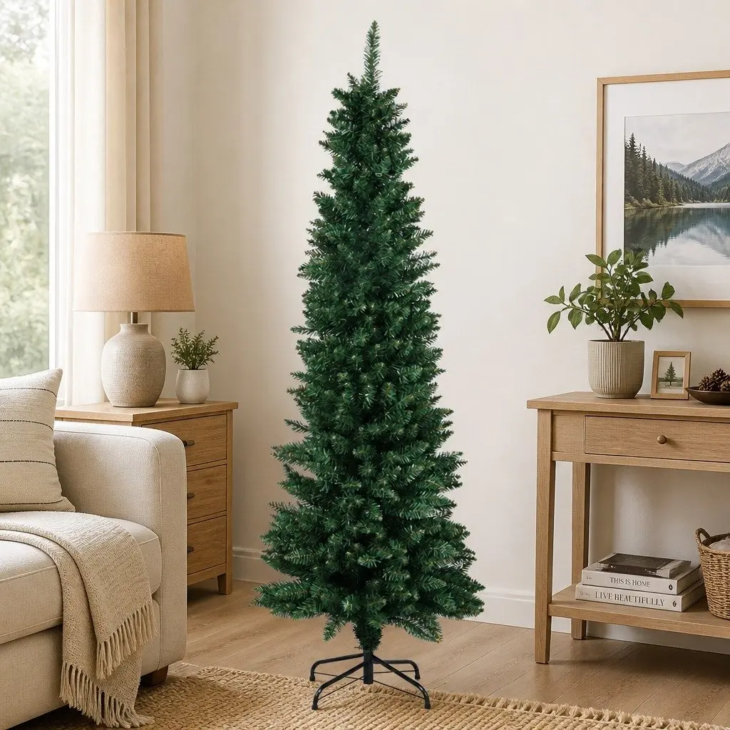 Pencil Christmas Tree Green 1.8M Slim Artificial Indoor Décor 600 Tips