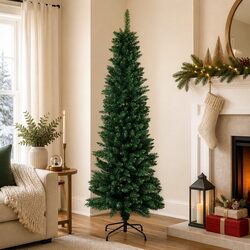 Pencil Christmas Tree 2.1M Slim Artificial Indoor Outdoor Decorations Green