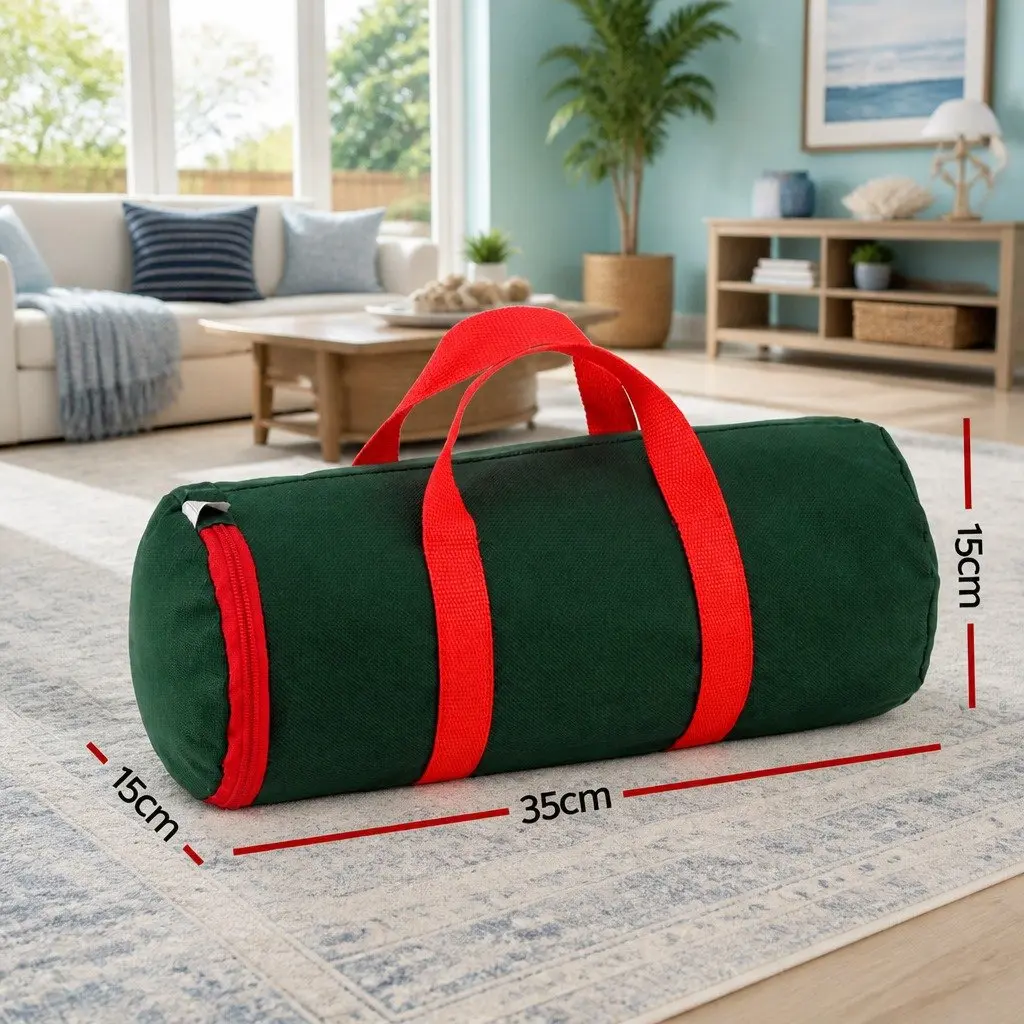 Christmas Baubles Storage Bag Green Cylindrical Thick Oxford Fabric Dual Zipper