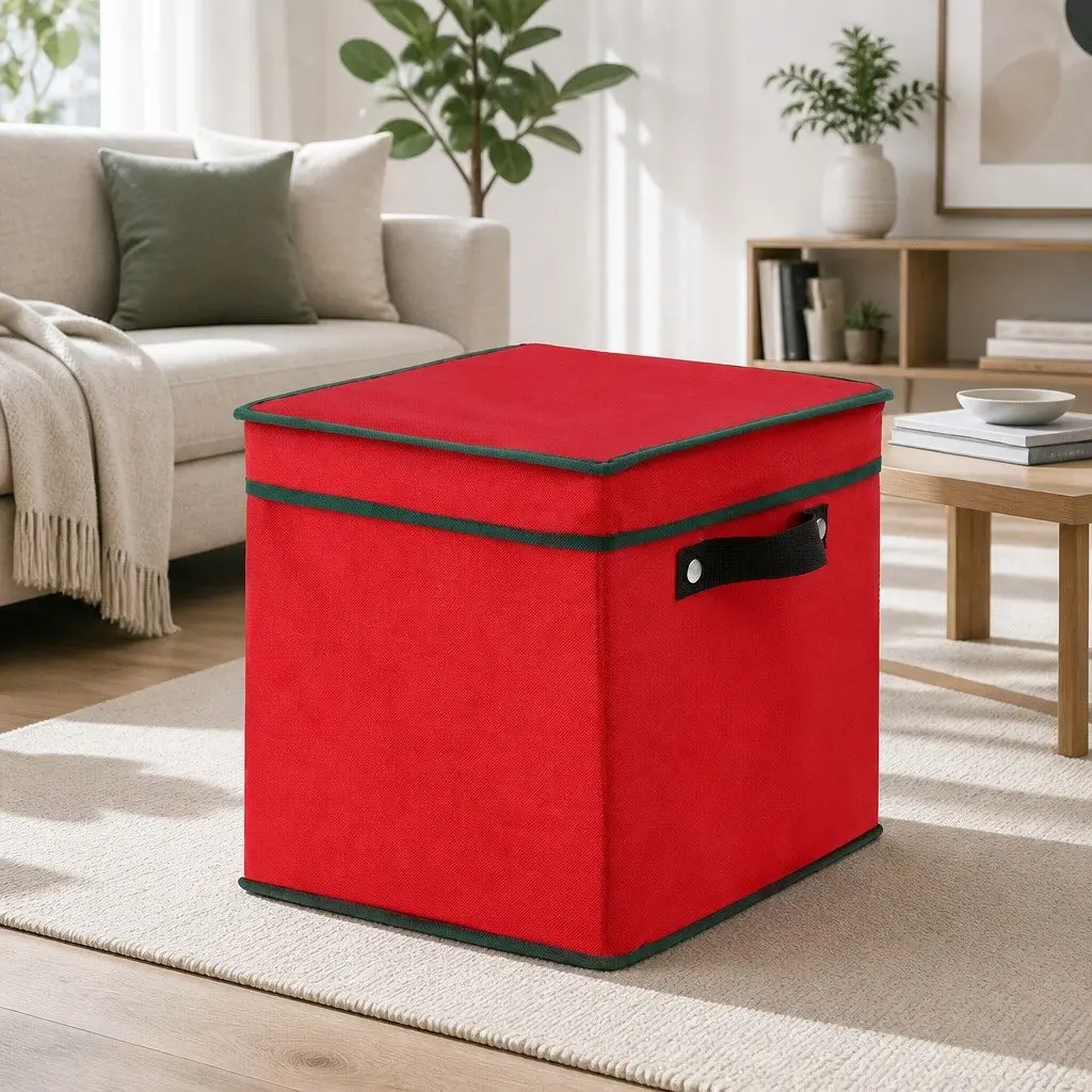 Christmas Baubles Storage Box Red 30 x 30 x 30 cm 64 Dividers Organizer