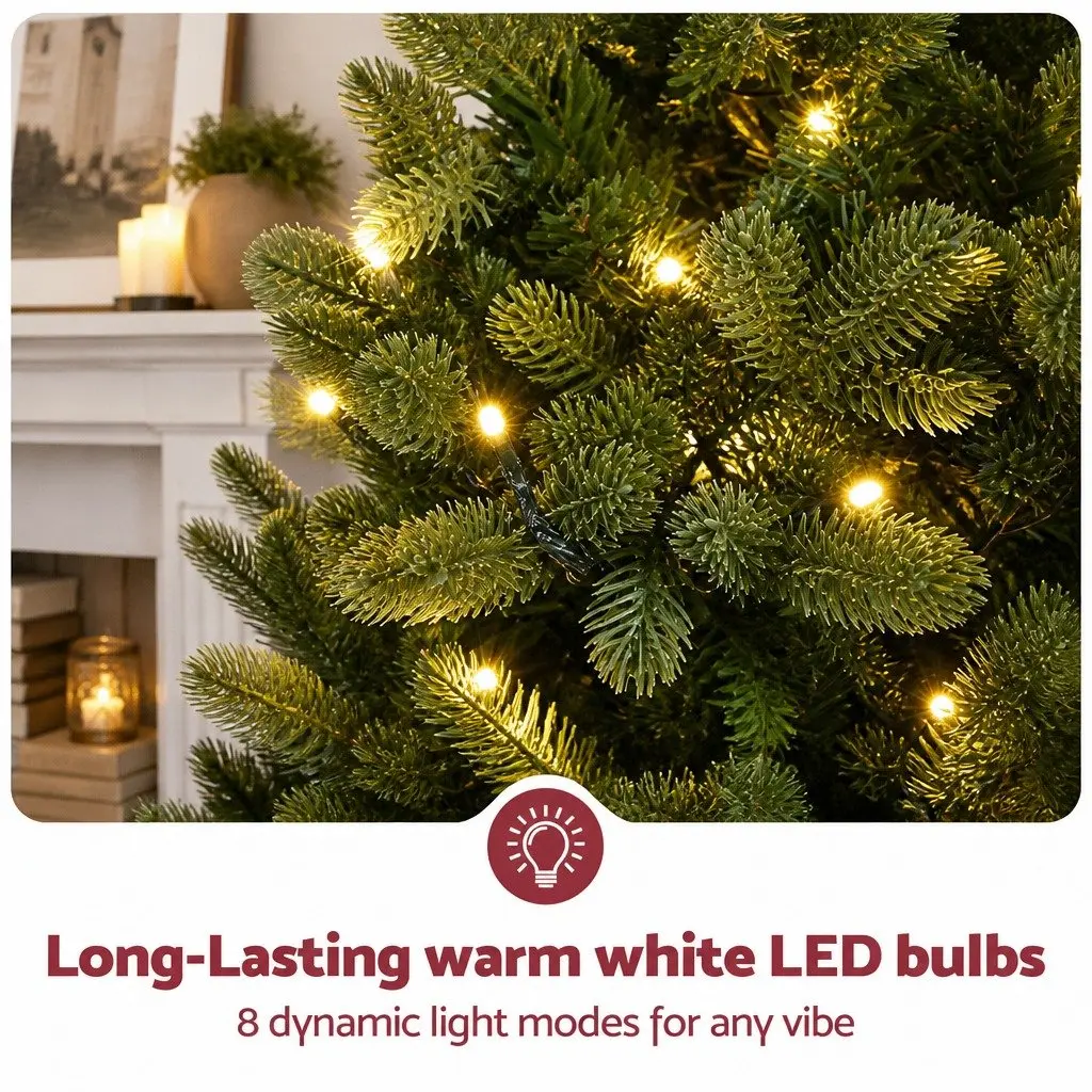 Pre-Lit Potted Christmas Tree Green 1.2M Warm White LED Lights 8 Flashing Modes