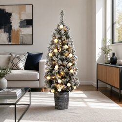 Festive 1.2M Potted Christmas Tree with LED Lighting