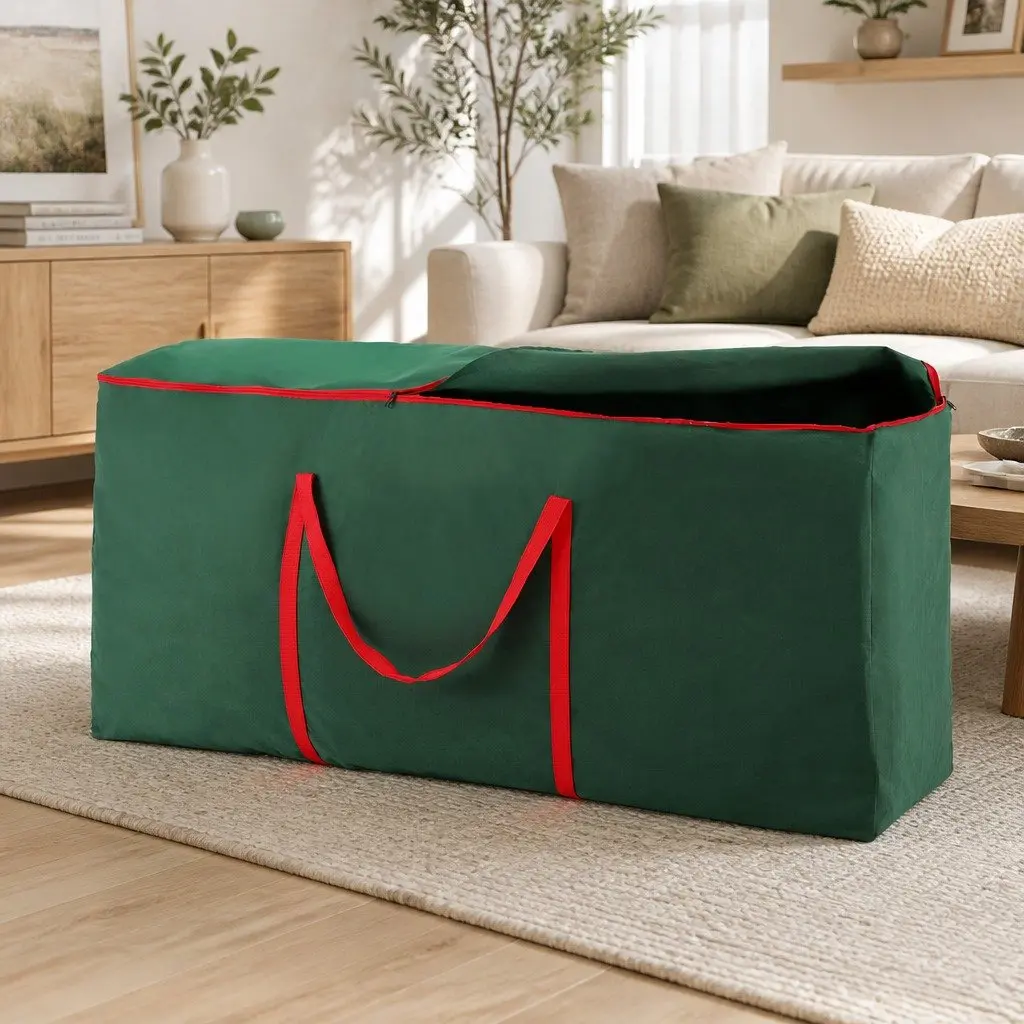 Christmas Tree Storage Bag Green Fits Up to 8ft Thick Oxford Fabric with Dual Reinforced Handles and Smooth Zipper Closure