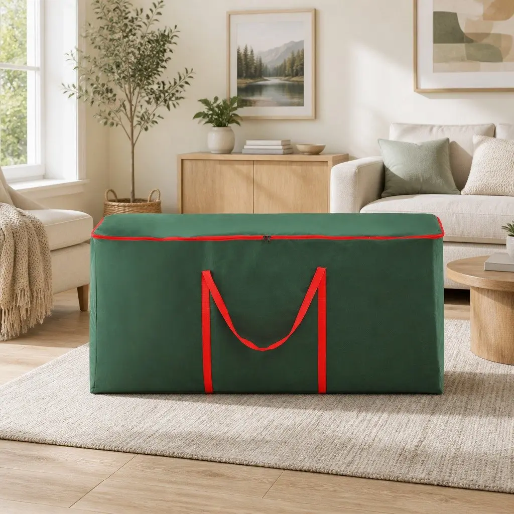 Christmas Tree Storage Bag Green Fits Up to 8ft Thick Oxford Fabric with Dual Reinforced Handles and Smooth Zipper Closure