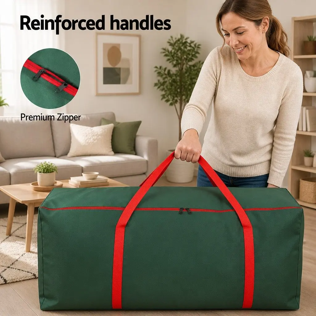 Christmas Tree Storage Bag Green Fits Up to 8ft Thick Oxford Fabric with Dual Reinforced Handles and Smooth Zipper Closure