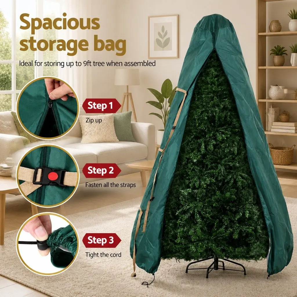 Christmas Tree Storage Bag Green Fits Up to 9ft Durable Oxford Fabric Zippered Closure