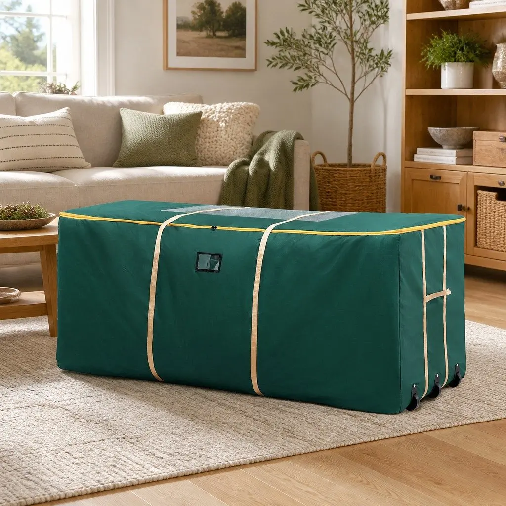 Christmas Tree Storage Bag Green Up to 10ft Wheels Clear Window