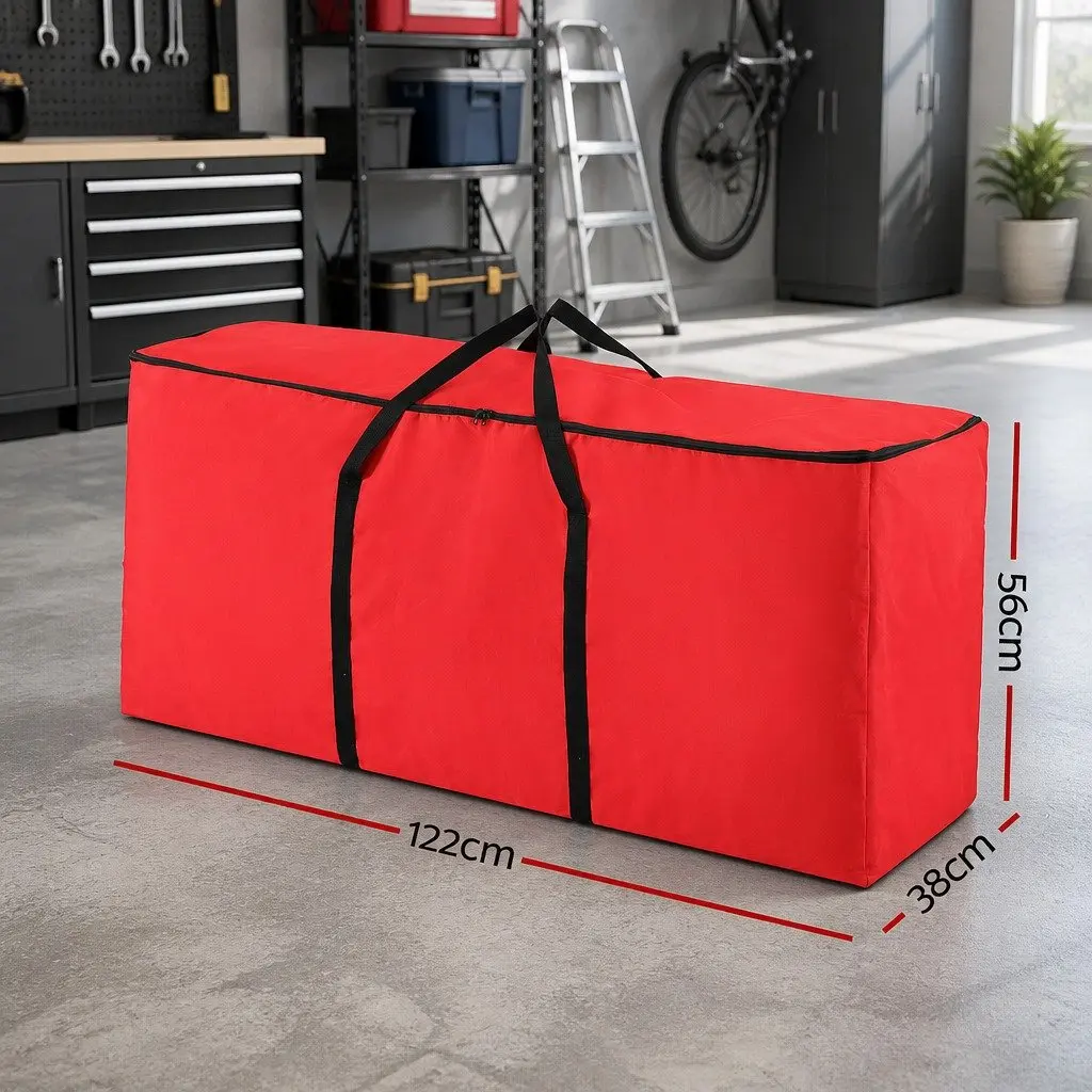 Christmas Tree Storage Bag Red Fits Up to 8ft Thick Oxford Fabric with Dual Reinforced Handles and Smooth Zipper