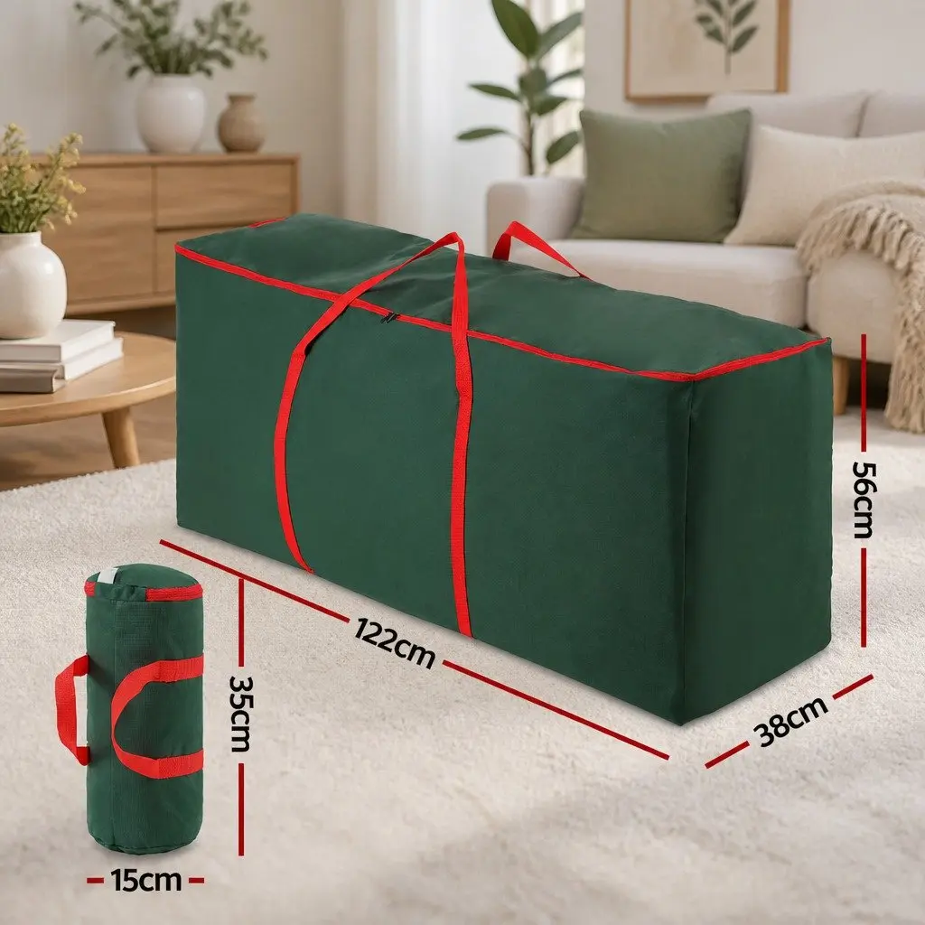 Christmas Tree Storage Bag Set Green Thick Oxford Fabric Dual Zipper Dust Protection