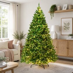 Compact 1.8m Christmas Tree with Warm LED Lights