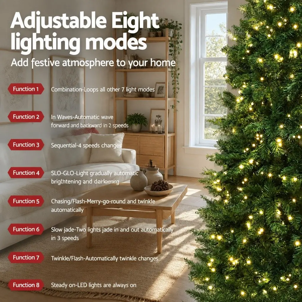 7FT Christmas Tree Warm White LED Pre-lit Faux Decoration