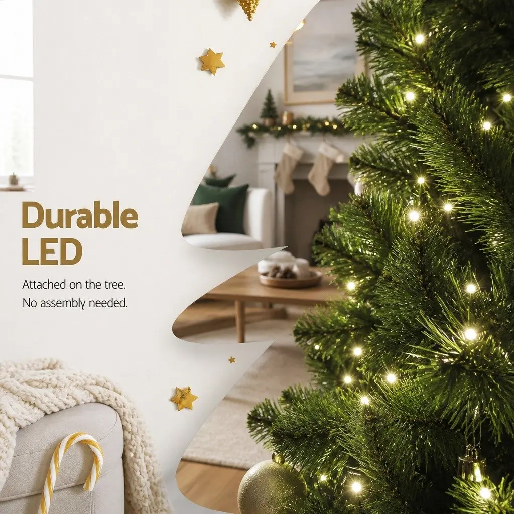7FT Christmas Tree Warm White LED Pre-lit Faux Decoration