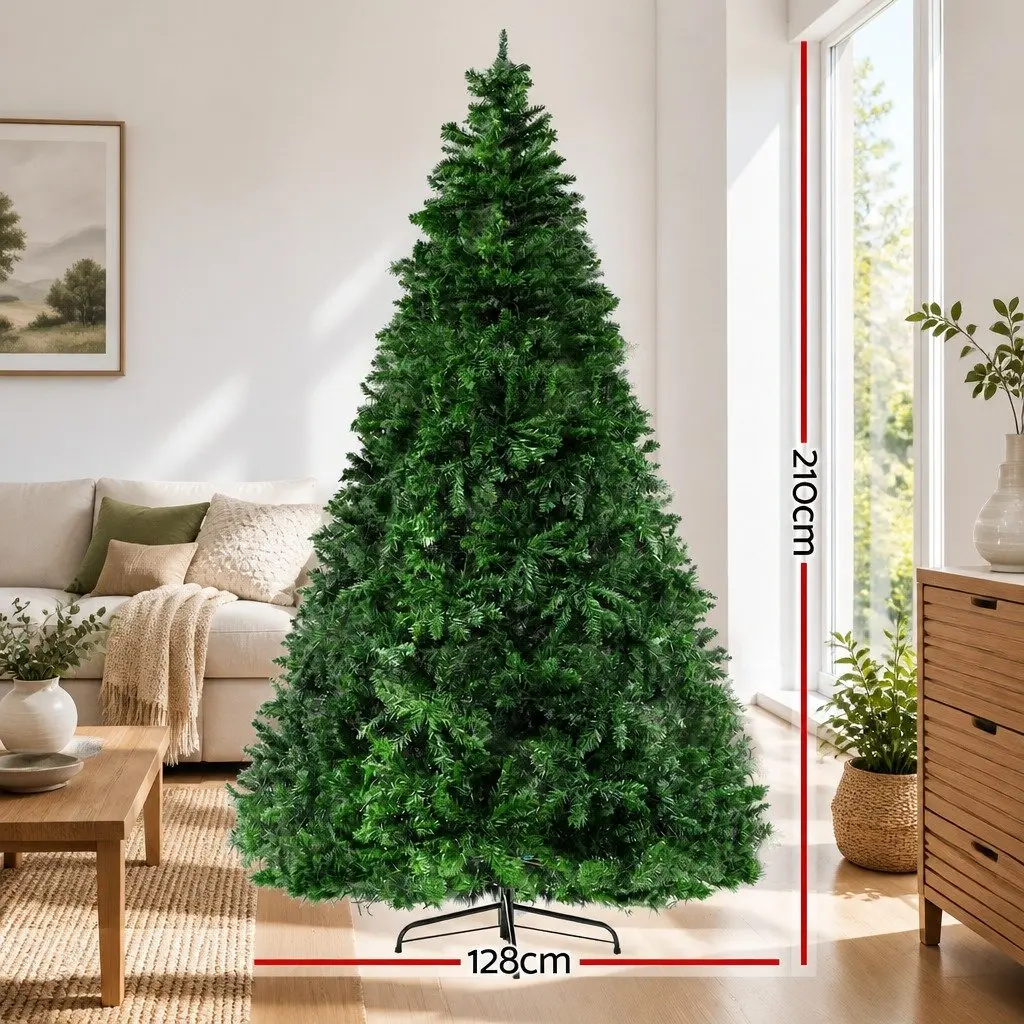Christmas Tree Multi Colour 2.1m Pre-Lit 8 Light Modes LED Decoration
