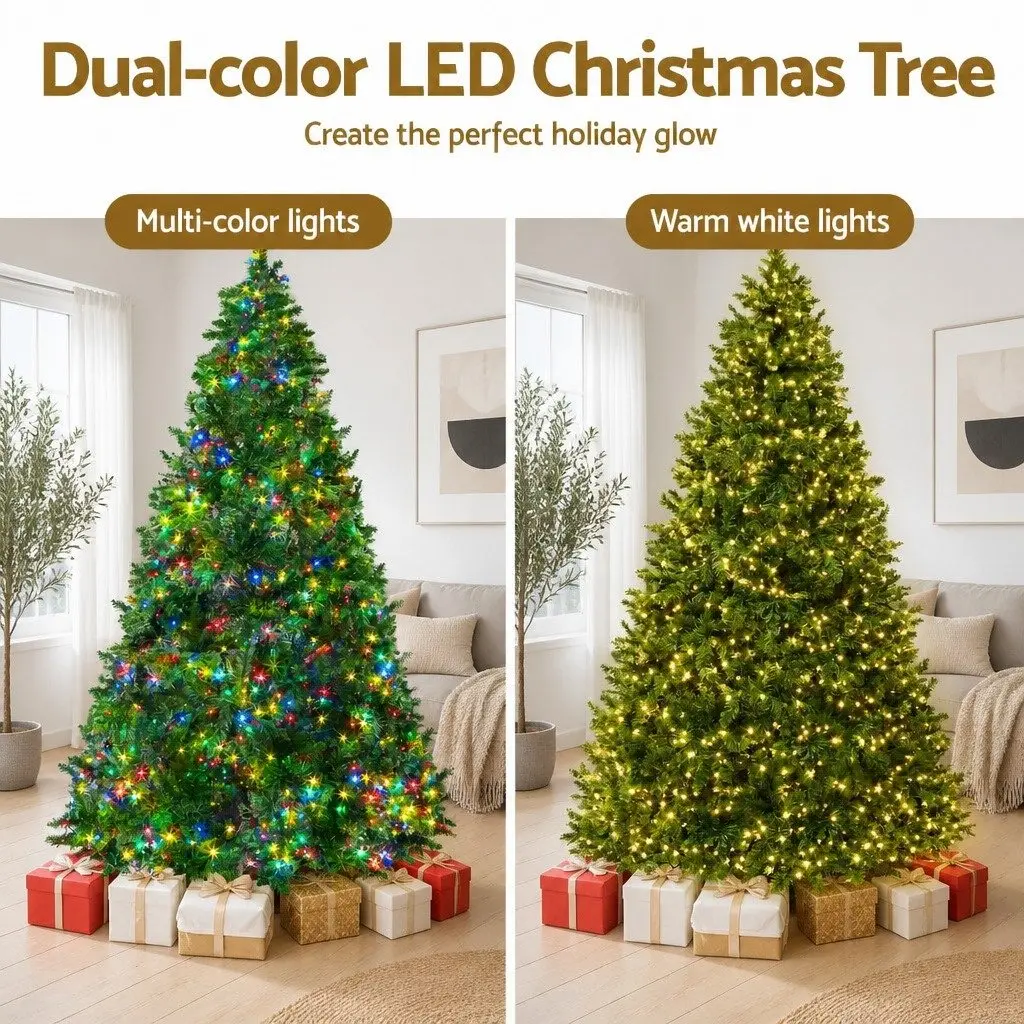 Christmas Tree Multi Colour 2.1m Pre-Lit 8 Light Modes LED Decoration