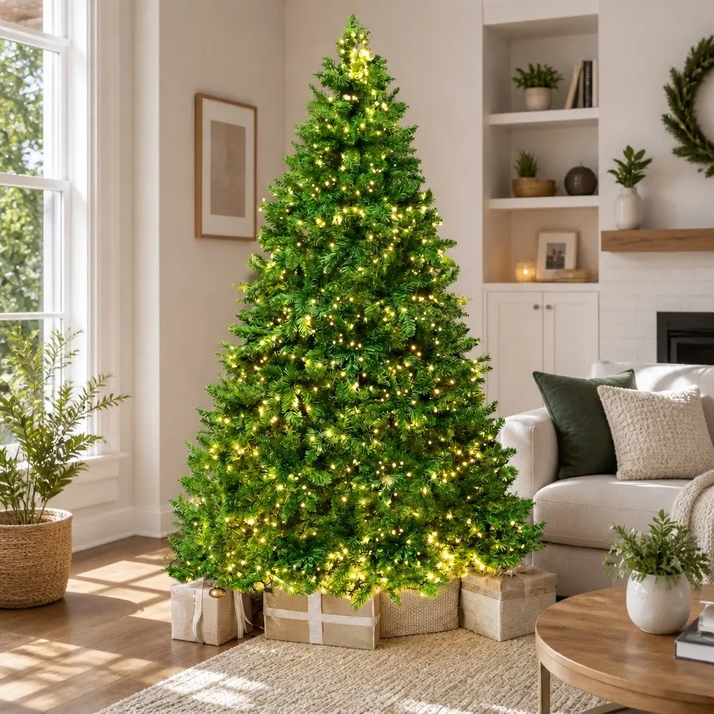 Christmas Tree Green 2.4m Pre-lit Fir Tree with 1488 LEDs Home Decor