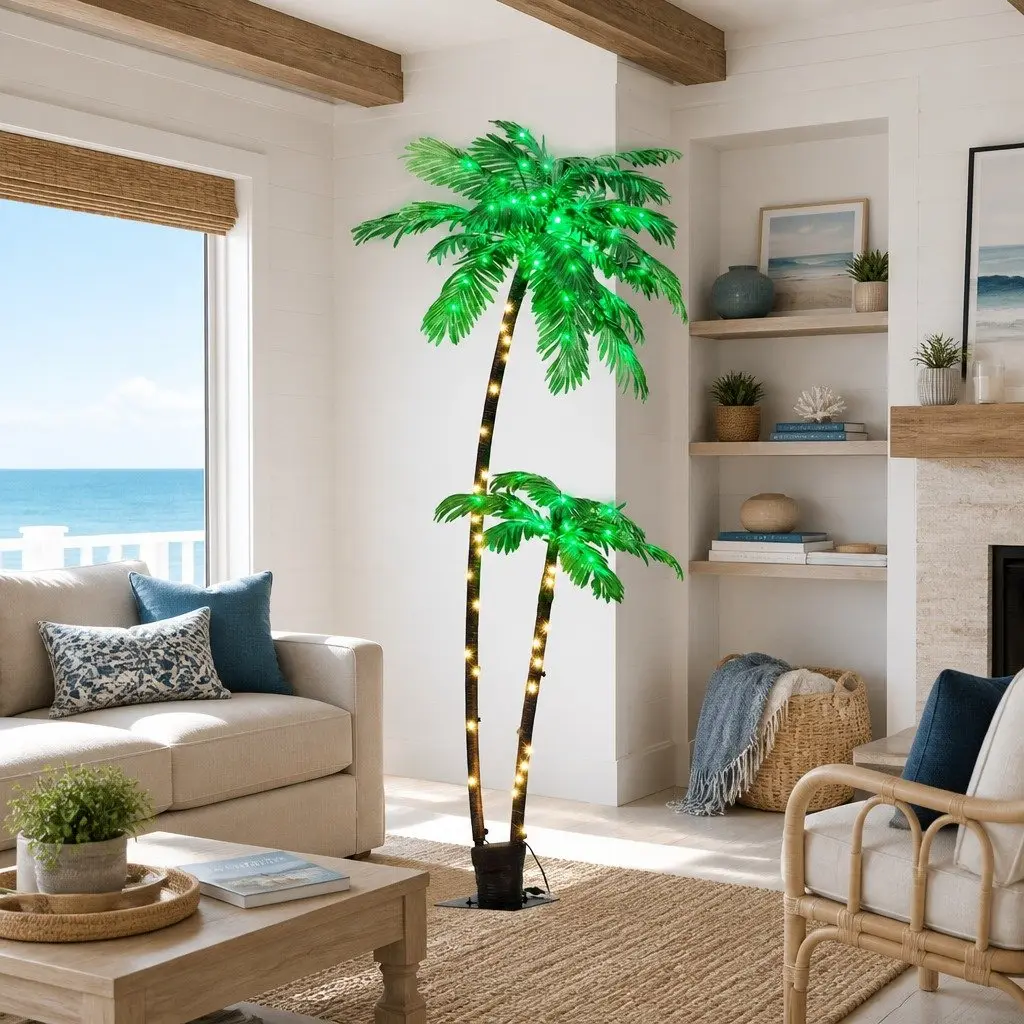 LED Christmas Palm Tree 2.1m Outdoor Decoration Lights Tropical Xmas Party