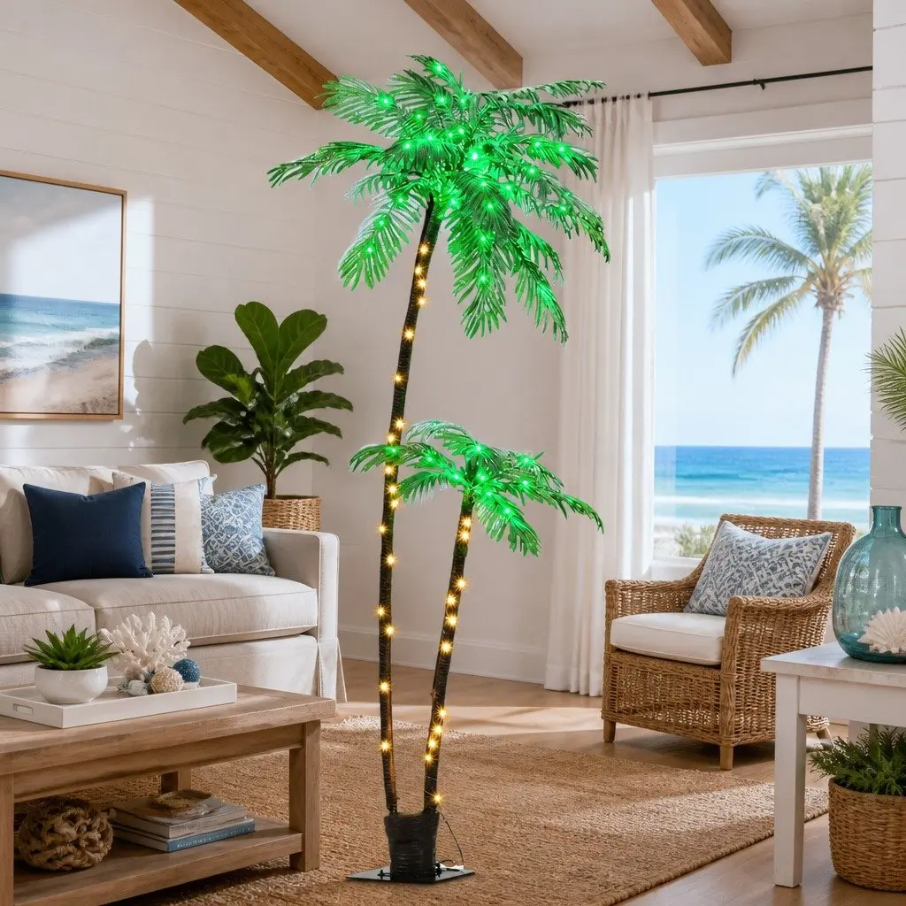 LED Christmas Palm Tree 2.1m Outdoor Decoration Lights Tropical Xmas Party