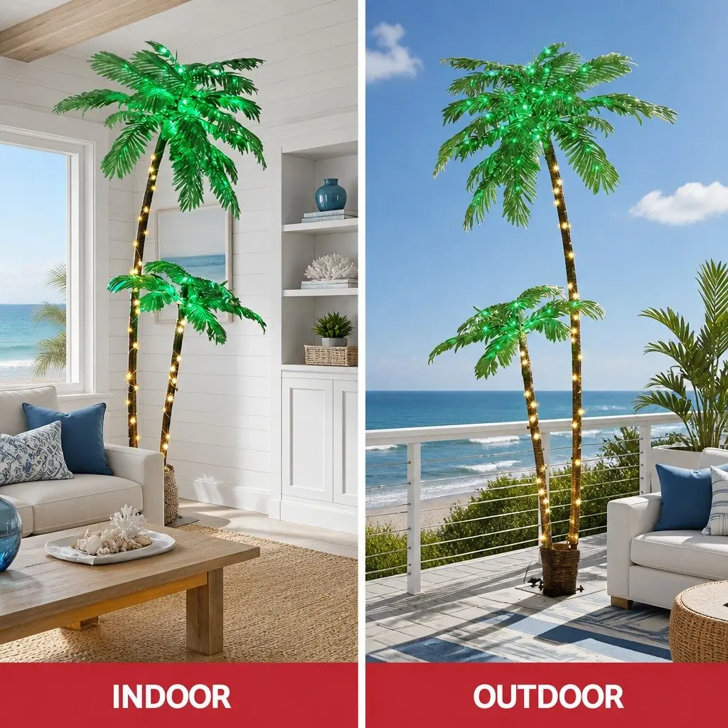 LED Christmas Palm Tree 2.1m Outdoor Decoration Lights Tropical Xmas Party