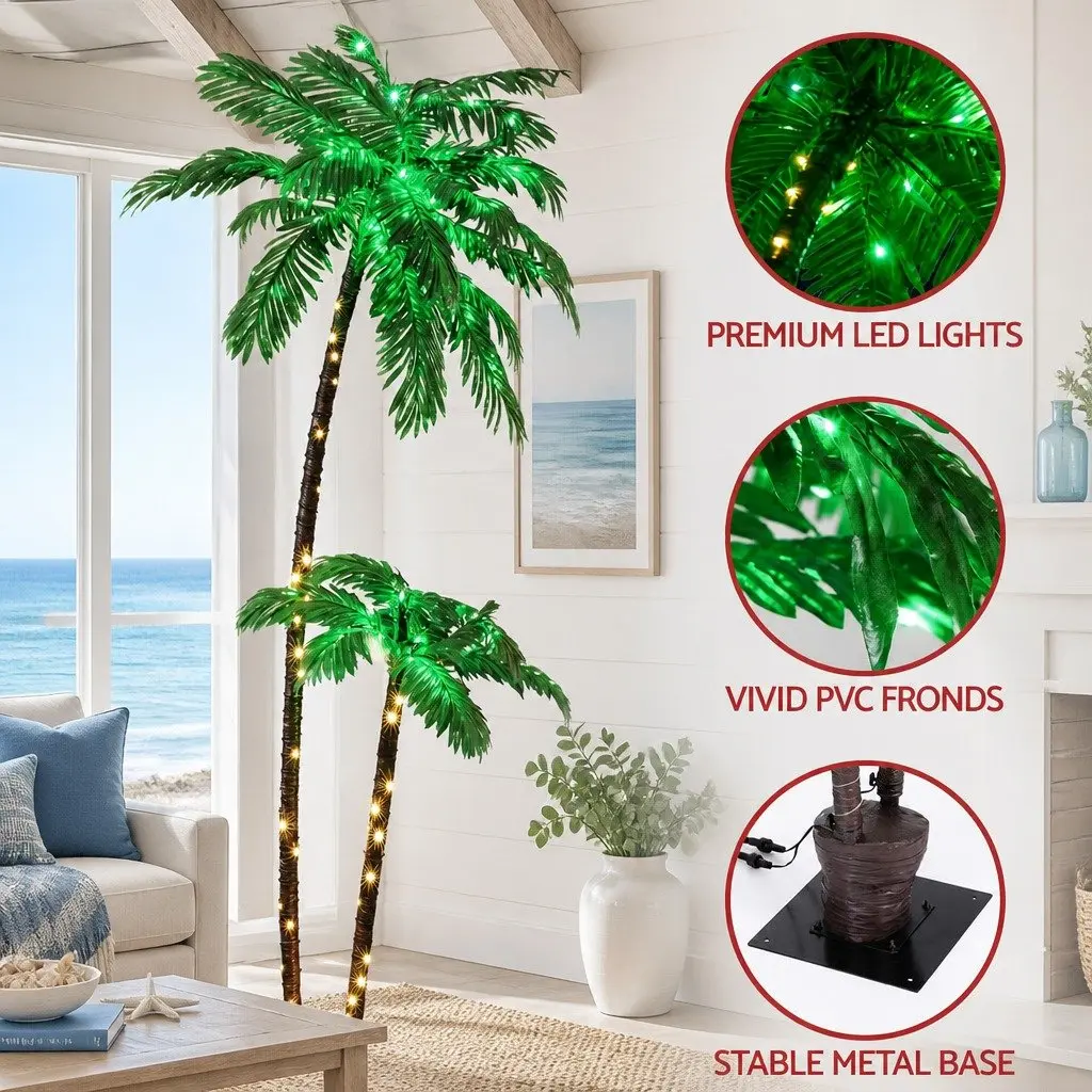 LED Christmas Palm Tree 2.1m Outdoor Decoration Lights Tropical Xmas Party