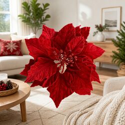 Quick and Easy 14-Piece Red Poinsettia Flower Set