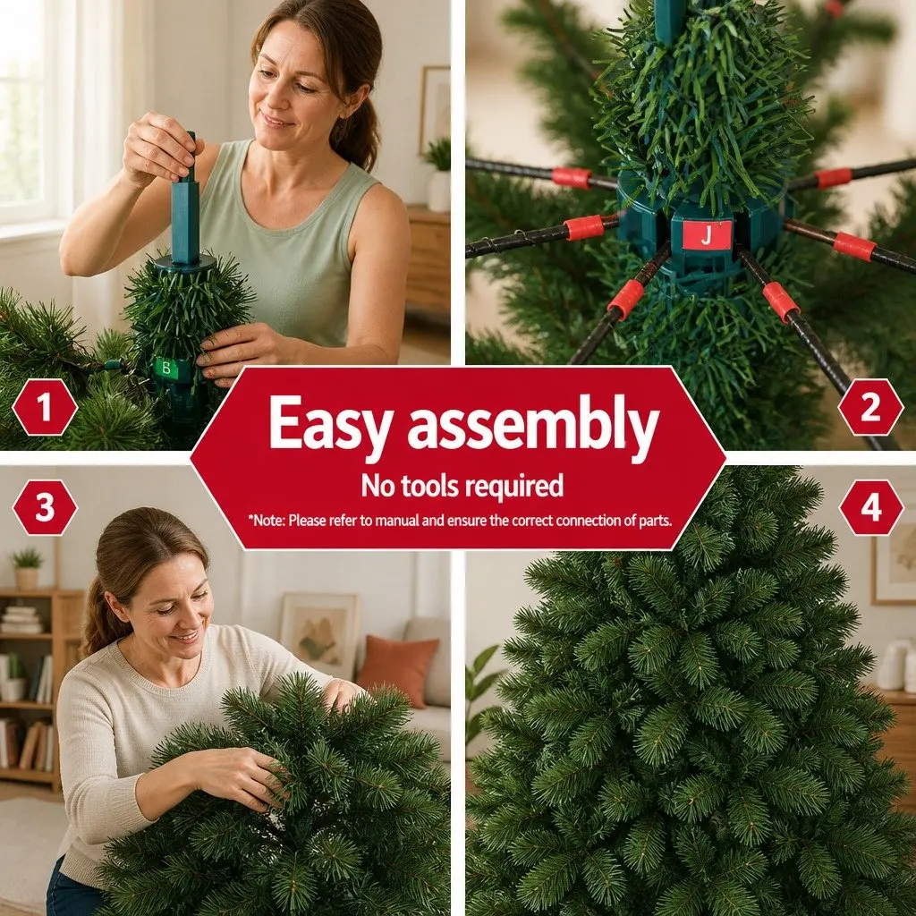 Christmas Tree Green 7FT Faux Pine Needles 1584 Tips Xmas Decorations
