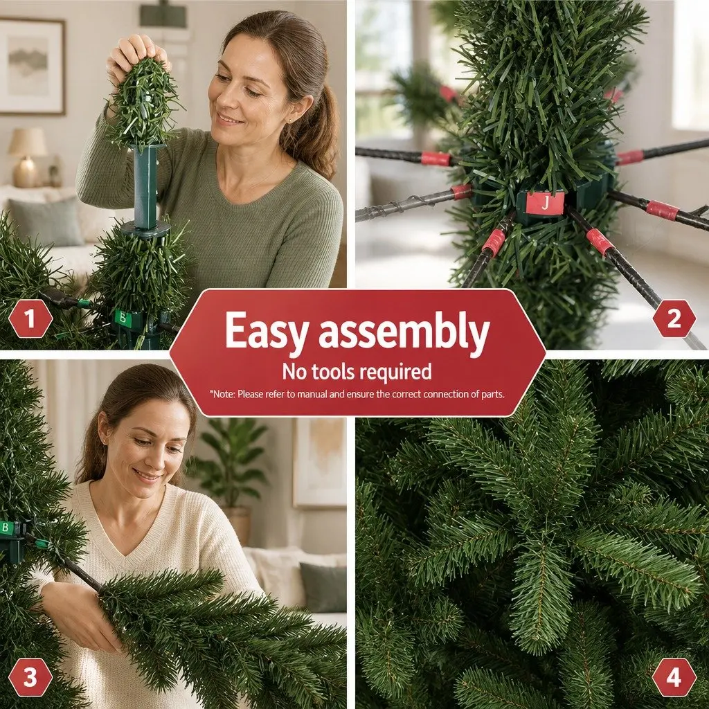 Christmas Tree Green 7FT PVC Tips Metal Stand Easy Assembly