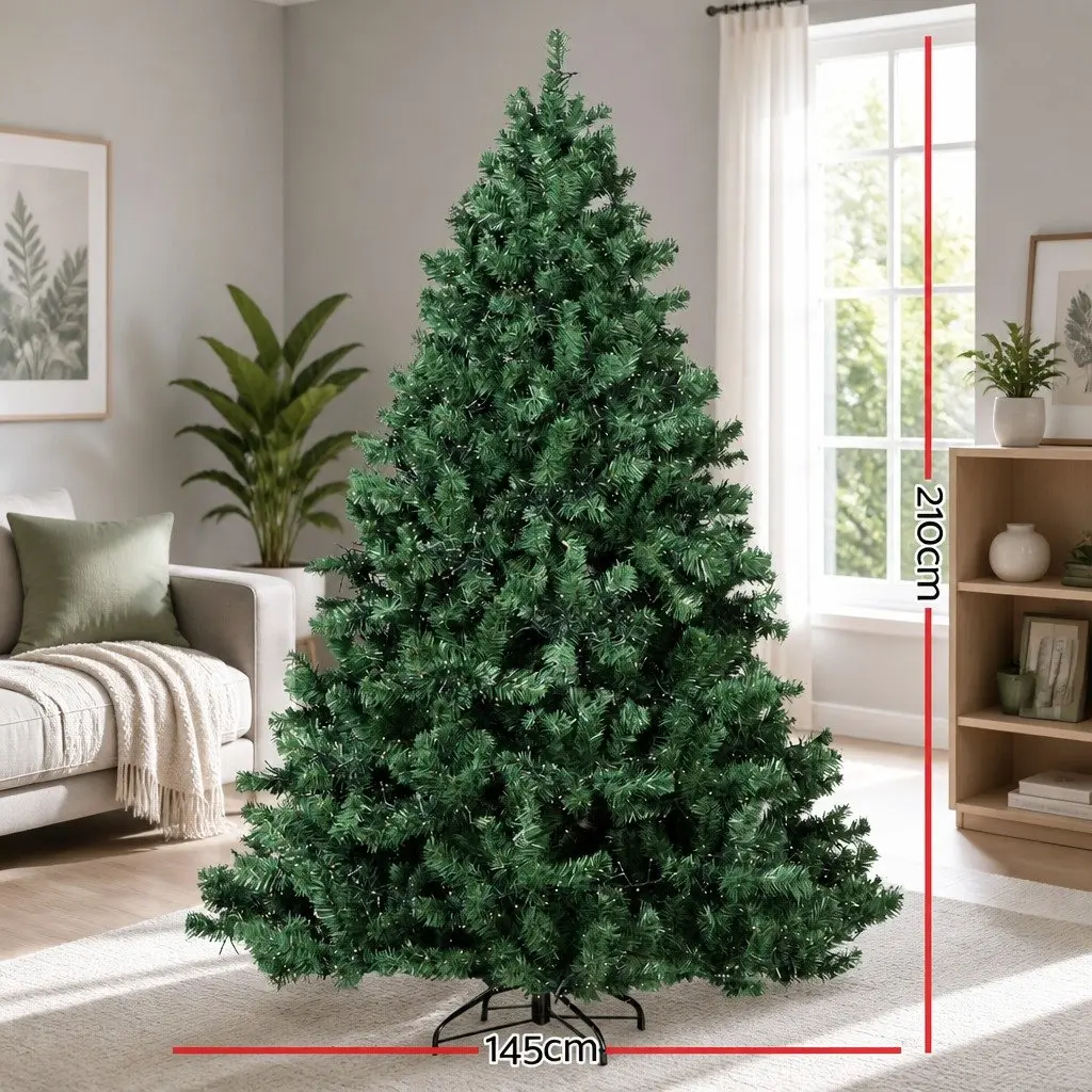 Outdoor Christmas Tree Green 7FT Prelit with 3000 Warm White LED Lights and 8 Lighting Modes