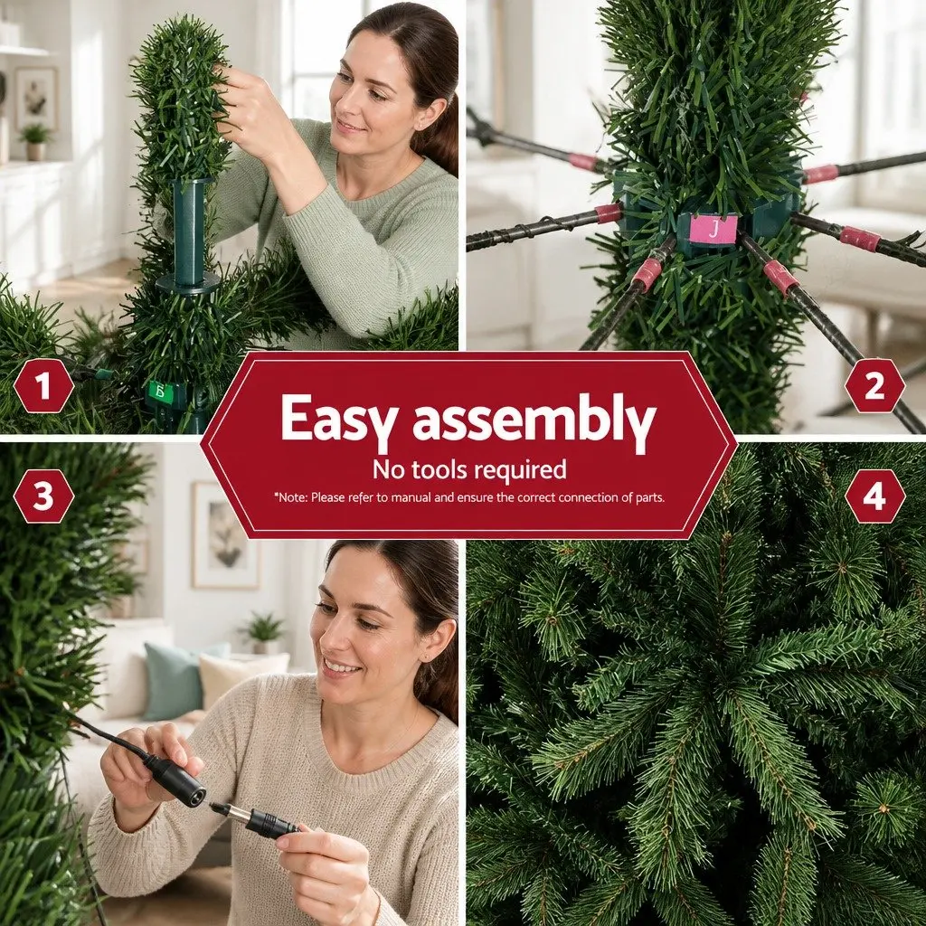 Pre-Lit Christmas Tree Green 2.1m 2800 LED Lights 8 Modes