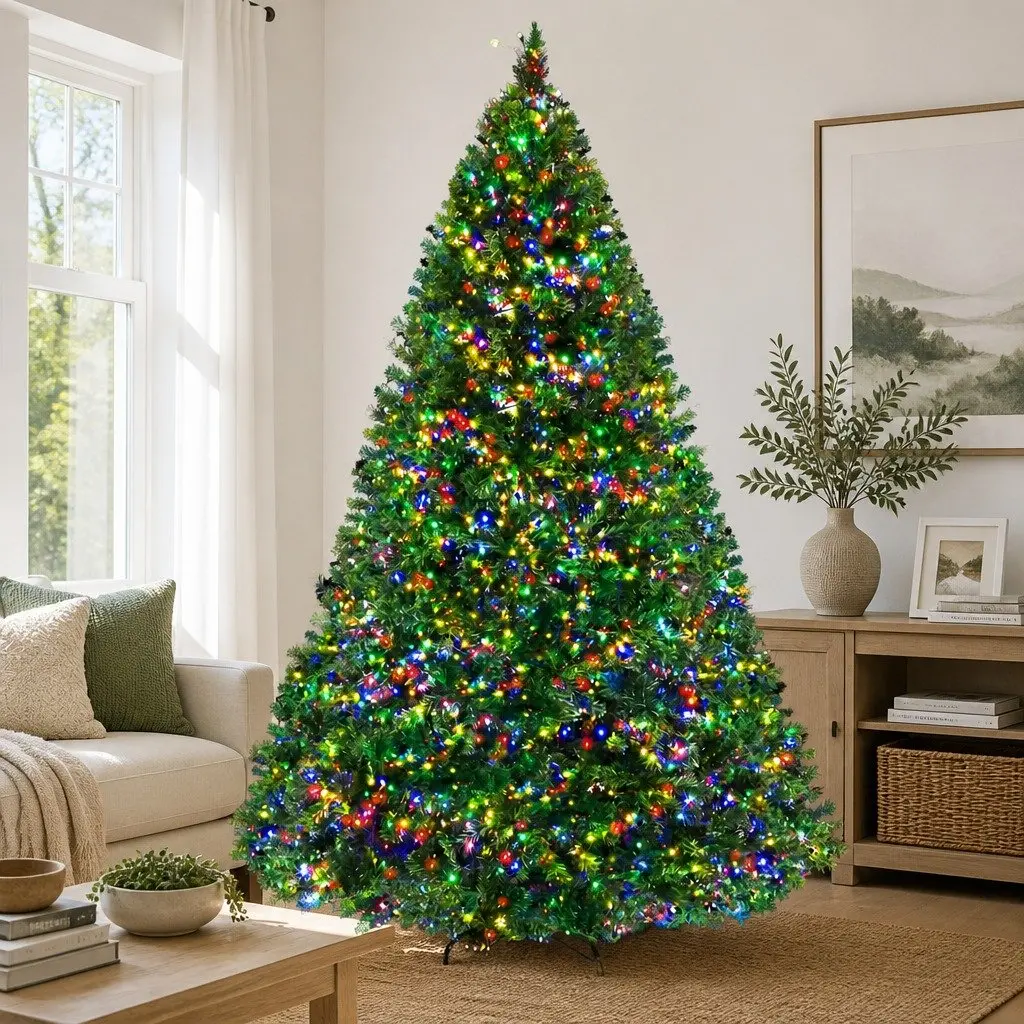 Pre-Lit Christmas Tree Green 2.1m 2800 LED Lights 8 Modes