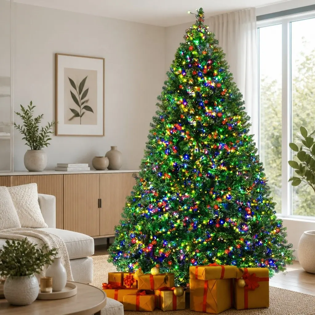 Pre-Lit Christmas Tree Green 2.1m 2800 LED Lights 8 Modes
