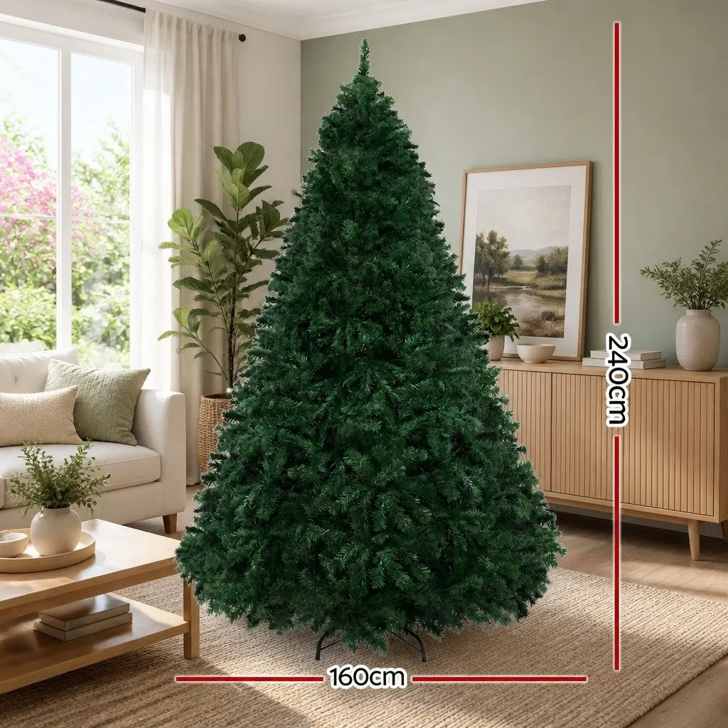 Christmas Tree Green 2.4M Pre-Lit 8FT Multi Colour LED 8 Light Mode